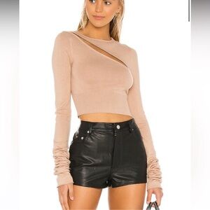 Revolve Beige Cut-Out Crop Top